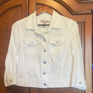 Chico's White Cotton Lightweight Jacket Size 1 (8-10)